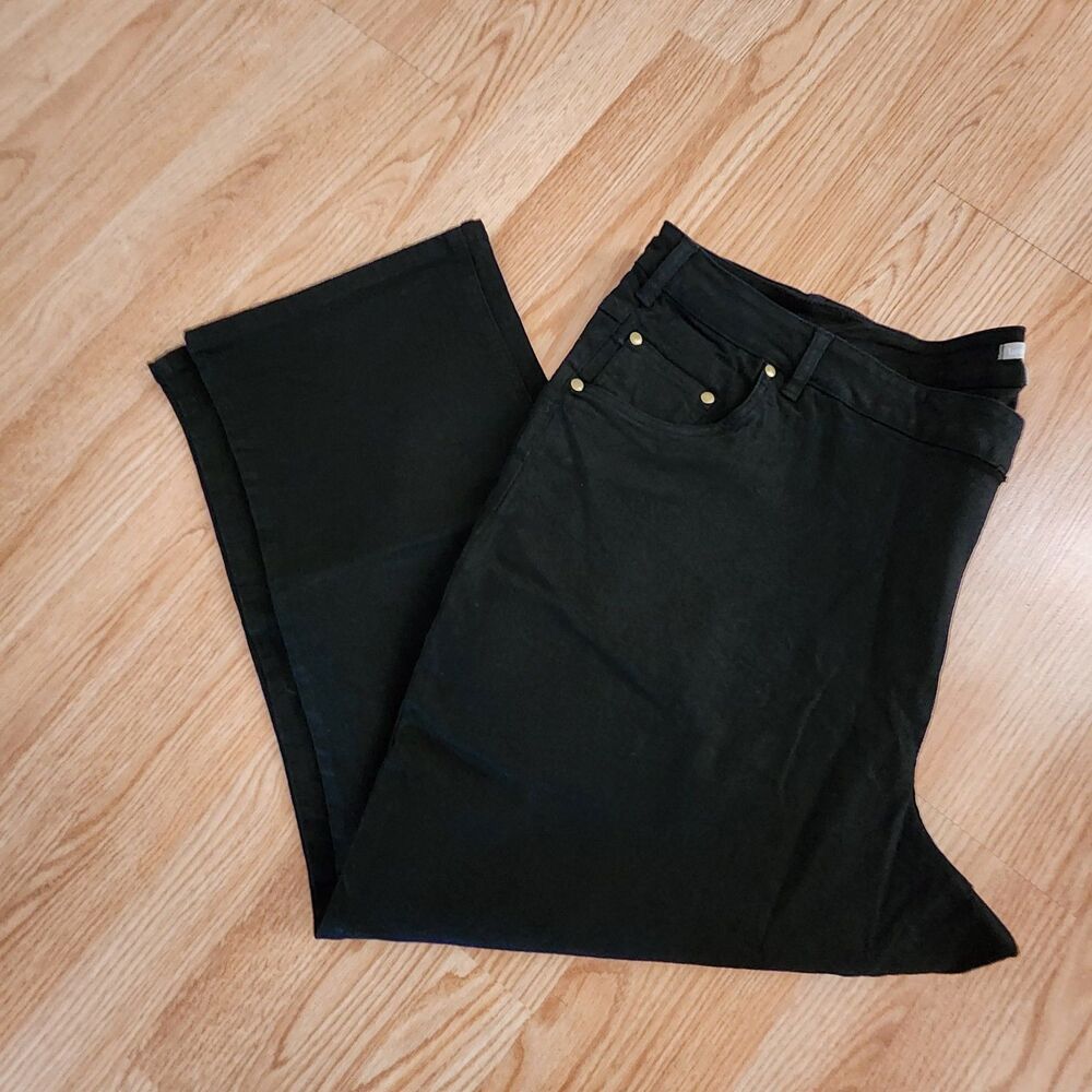 Woman Within Jeans Plus Size 28W Petite Black Denim Straight Leg Stretchable